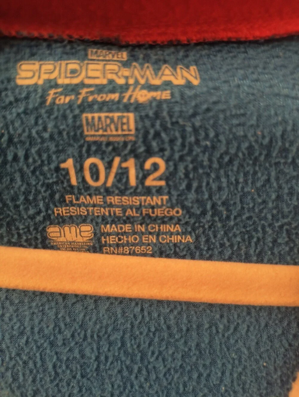 Boys Marvel Spider-Man Far From Home Hooded Fleece Sleeper Suit Size 10/12
